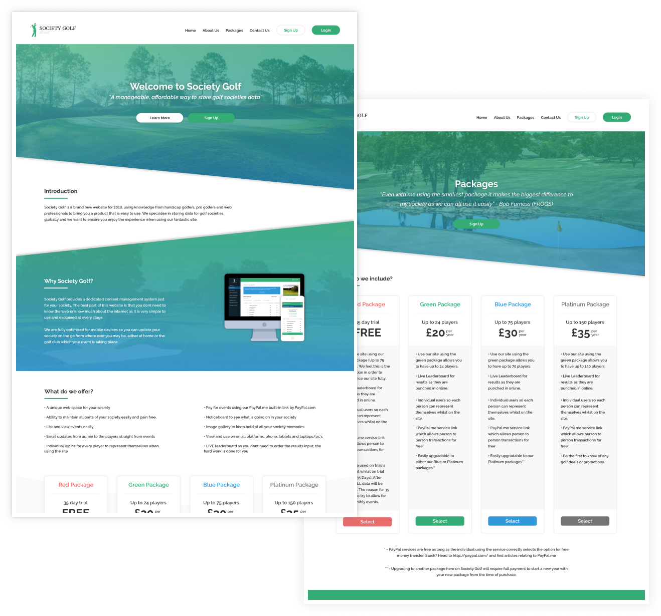 a picture of society golfs website